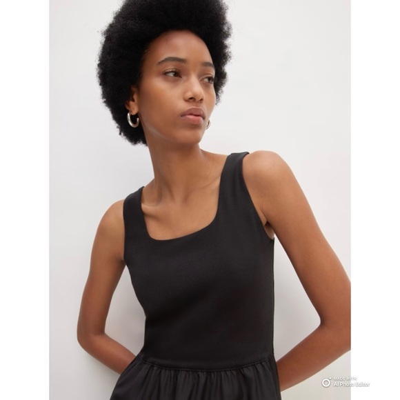 Everlane Size XL Black Supima Jersey Riviera Dress Midi Dress NWOT - Picture 4 of 17